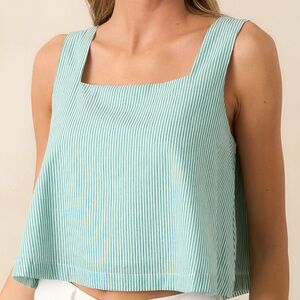 NWT Prosperina Lola Grass Green Stripe Cotton Crop Top